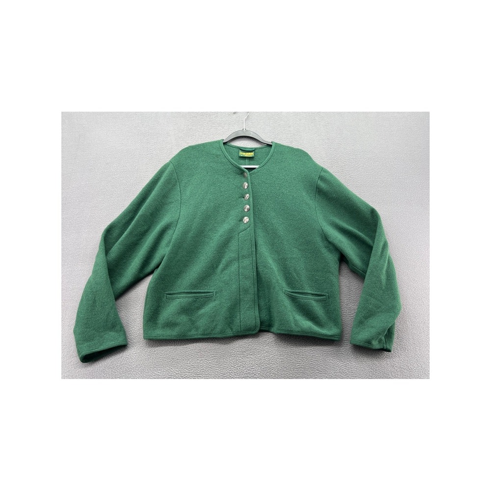 Geiger Collections Sweater Green Boiled Wool Jacket Cardigan Austria Womens XL